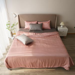 Parure de lit en coton satiné 300TC, 4 pièces, drap-housse élastique, housse de couette, taies d'oreiller, fabrication OEM ODM sous marque privée - Product Image 2