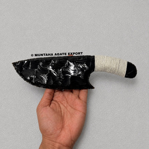 MUNTAHA - Escultura de Obsidiana Negra Pulida de Primera Calidad, Tallada a Mano, de 10 Pulgadas, Forma de Daga, Arte Coleccionable - Product Image 4