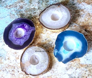 Soporte de luz de té de ágata Natural hecho a mano de alta calidad, respetuoso con el medio ambiente, borde dorado duradero, piedra semipreciosa, fábrica de decoración del hogar - Product Image 5