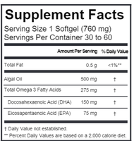 Capsules de gélules molles Oméga 3 : Soutien végétalien au DHA et EPA, à base d'huile d'algues, Oméga 3, 6, 9