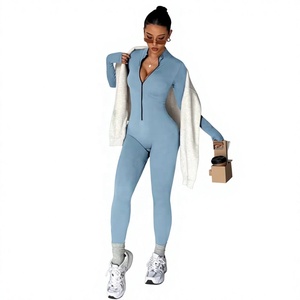 <b>jumpsuit</b> Yoga <b>Jumpsuit</b> Women Zipper Full Sleeve One Piece Gym Suit Fitness Set Comfort <b>Workout</b> Romper Elastic - Product Image 3