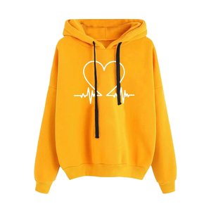 เสื้อฮู้ดผู้หญิงสีดำ พิมพ์ลายหัวใจ ผ้าฝ้ายถัก สวมใส่สบายๆ สำหรับฤดูใบไม้ร่วง แขนยาว ความยาวปกติ โลโก้ด้านหน้า - Product Image 6
