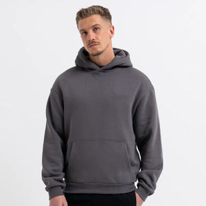 Sweat-shirt à capuche gris pour homme, coupe classique, en coton tricoté, couleur unie, avec poche, idéal pour l'automne - Product Image 1