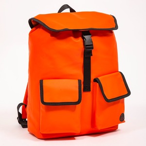 Orange matte leather <b>backpack</b> simple casual environmentally friendly bag <b>large</b> capacity fashionable <b>backpack</b> - Product Image 1