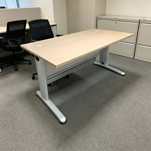 Modern Rectangular <b>Office</b> Desk AY <b>Office</b> System (V-BT 128/158/188) Sleek J-Shaped Metal Legs Durable Construction for - Product Image 1
