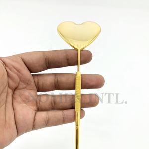 Espejo de corazón de color personalizado para extensión de pestañas, espejo de inspección de agarre cómodo, Punta puntiaguda, etiqueta privada de acero inoxidable - Product Image 2
