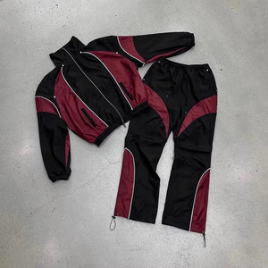Ensemble de survêtement d'hiver pour homme, couleur kaki, avec veste à capuche zippée et pantalon, respirant, style streetwear, coupe-vent en nylon - Product Image 4