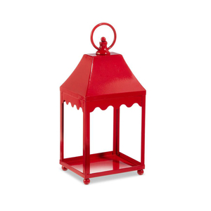 Red Metal Christmas Candle <b>Lantern</b> Hanging Vintage <b>Tea</b> <b>Light</b> Holder Glass Window Table Centerpiece Decor Festive Hanging <b>Lantern</b> - Product Image 5
