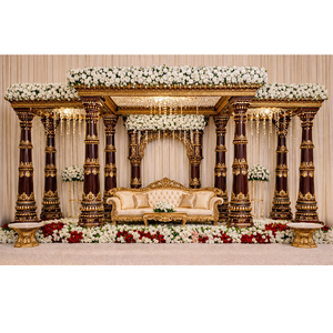 Mandapam de Boda de la India del Sur de Primera Calidad, Elegante Mandap Desmontable con Aspecto de Madera para Bodas y Eventos - Product Image 1