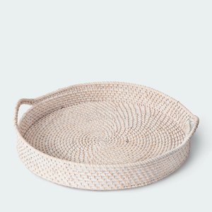 Round Wicker RATTAN <b>BASKET</b> / <b>TRAY</b> Handmade Natural <b>Tray</b> for Food and Beverage Service - Product Image 4