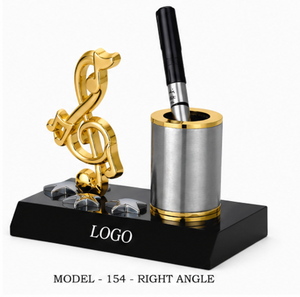 Porte-stylo en forme de note de musique plaqué or avec base noire, logo personnalisé, articles promotionnels, organisateur de bureau - Product Image 4