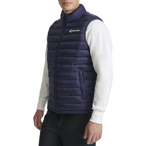 Daizen Star Men's Navy Stand Collar Puffer Vest Zipper Closure Solid Color Waterproof Windproof Casual Winter Outerwear 100% - Product Image 2