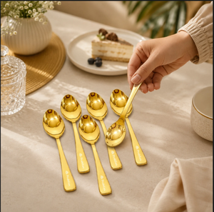 Cuchara para Bebé PrahiLux de Acero Inoxidable con Recubrimiento PVD Dorado de 16 cm, Cuchara de Alimentación para Bebé de Acero Inoxidable PVD Dorado de 16 cm, Cuchara de Lujo para Bebé Dorada - Product Image 3