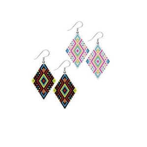 Boucles d'oreilles pendantes de luxe pour femme, brodées de perles, faites à la main, personnalisables, en verre soufflé, tendance, certifiées IGI - Product Image 1