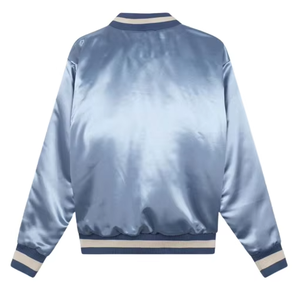 Satin Varsity <b>Jacket</b> OEM Custom <b>Winter</b> stand Collar Satin Bomber Windbreaker Silk Satin Comfort <b>Jacket</b> - Product Image 2