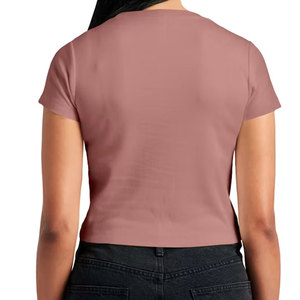Fashion Women Jersey Knit Crop Top Crewneck Short Sleeve <b>Fitted</b> <b>T</b>-<b>Shirt</b> Plain Solid Comfy Everyday <b>Cropped</b> Tee <b>Shirts</b> - Product Image 3