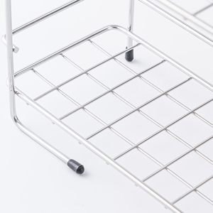 Chrome 2 Tier Wall Mounted Shower Basket <b>Wire</b> <b>Rack</b> Bathroom Storage Holder Rectangular Organizer - Product Image 3