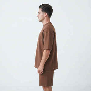 Men's <b>T</b> <b>Shirt</b> and Short Set With Zipper Casual Oversized <b>Shirts</b> Sets Cotton <b>Polyester</b> Pullover Men's Custom LOGO Tracksuit - Product Image 6