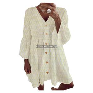 Hermoso Vestido de Algodón con Estampado a Mano Indio para Primavera/Verano, Vestido Casual con Estampado a Mano para Primavera/Verano - Product Image 2