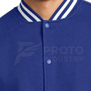 Stylish Letterman Jacket Men Contrast Detail <b>Covered</b> <b>Button</b> Street Trend Fashion Wear Men Letterman Jacket - Product Image 6