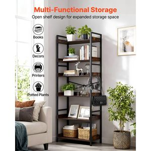 Libreria Industriale Vintage a 6 Ripiani con Struttura in Metallo, Scaffale a Scala con Mensole Aperte, Organizzatore per Libri - Product Image 2