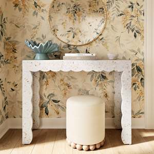 Mother Of Pearl <b>Console</b> <b>Table</b> Capiz Shell Mosaic Entryway Desk <b>Narrow</b> Accent MOP Furniture For Living Room Bedroom Home Decor - Product Image 6