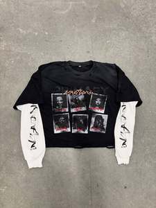 เสื้อยืดสตรีทแวร์ผู้ชาย แขนสองชั้น ผ้าถัก พิมพ์ลาย OEM ซักย้อมสีซีดแบบฟอกกรด 100% ผ้าฝ้าย แห้งเร็ว ระบายอากาศได้ดี กันยับ - Product Image 3