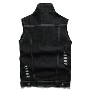 Chaleco Utilitario de Mezclilla Transpirable Antipilling Estilo Japonés con Cuello en V para Hombre, Chaleco sin Mangas con Múltiples Bolsillos y Cremallera Frontal, Camisa Cargo - Product Image 2