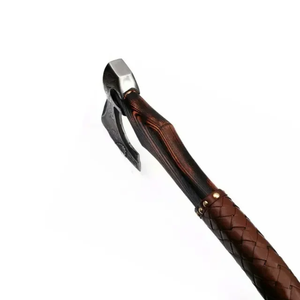LEGACY BLADES Hache Tomahawk artisanale avec manche en bois et revêtement en cuir, lame en acier forgé, outil de survie pour le camping en plein air - Product Image 3