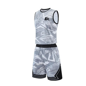 Conjunto de Camiseta de Baloncesto Sublimada Personalizada, Camiseta sin Mangas con Pantalones Cortos, Estampado Geométrico, Absorbe la Humedad, Ajuste Atlético, Unisex para Adultos - Product Image 5