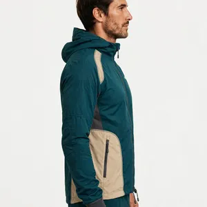 Veste imperméable coupe-vent à capuche pour homme, couleur personnalisée, style sportif, fermeture éclair, polyester, hiver, extérieur - Product Image 3