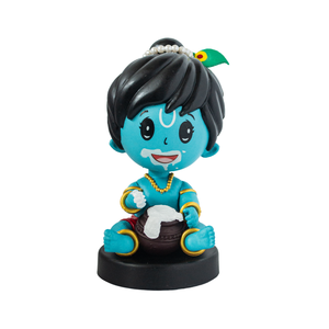 Figurine décorative Makhanchor Krishna Bobblehead avec design de divinité hindoue traditionnelle pour la décoration intérieure, les cadeaux et la décoration religieuse - Product Image 1