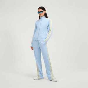 High Demanded Women 2 Piece Tracksuit Set <b>Zip</b> <b>Up</b> <b>Jacket</b> and Snap Button Side Stripe Pants Casual Sport Matching Outfit - Product Image 1