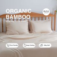 Parure de lit 3 pièces en viscose de bambou 100 % biologique beige, couleur unie, écologique, rafraîchissante – Fournisseur de premier plan