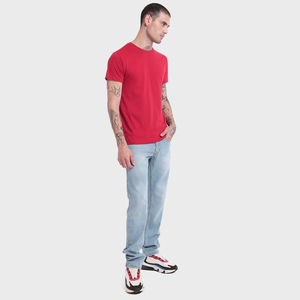Men <b>Red</b> Short Sleeve O-Neck T-Shirt Regular Fit Casual Knitted Cotton Solid Color Style - Product Image 1