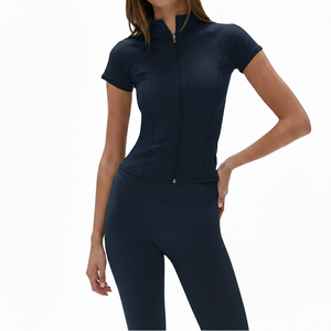 Ensemble de yoga pour femmes de haute qualité, veste zippée et leggings, deux pièces, sans coutures, pour entraînement et fitness - Product Image 1