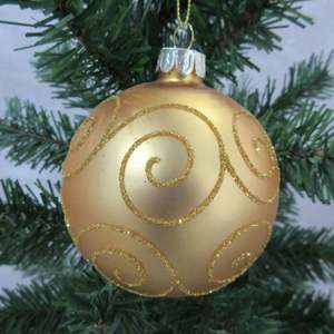Adornos Navideños de Cristal Pintados a Mano en Oro Mate Champán de 8 cm para Colgar en el Árbol de Navidad - Product Image 4