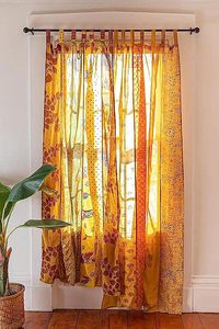 Panel de Cortina de Organza con Diseño Bohemio de Parches, 100% Seda, Rojo Naranja Floral, Decoración para Ventana, Instalación con Cinta Adhesiva, Bloqueo Total de Luz - Product Image 6