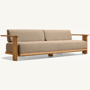 Cómodo Sofá Ecológico de Dos Plazas con Forma Cuadrada para Sala de Estar, con Estructura de Madera de Teca y Espuma Suave, Diseño Moderno - Product Image 3
