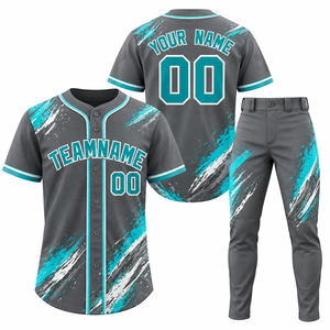 Ensemble de maillots de baseball de qualité supérieure à manches courtes, impression sublimée, polyester respirant, uniforme pour adultes, nom de l'équipe imprimé - Product Image 6