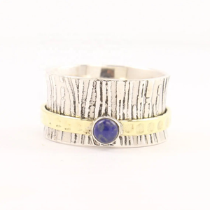 925 Sterling Silver Natural Lapis Lazuli Gemstone Wide <b>Spinner</b> Band <b>Ring</b> Shop From Jewelry Wholesaler Now at Factory Price - Product Image 3
