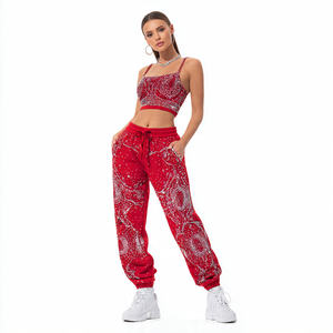 Women Rhinestone Track Sweat Pants Women High <b>Drawstring</b> Waist Jogger Rhinestone Sweatpants Ladies winter Rhinestone <b>Trouser</b> - Product Image 2