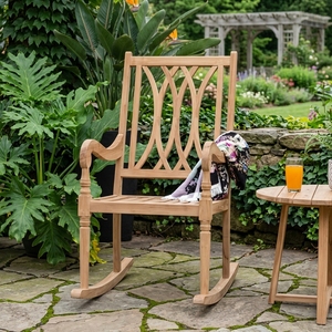 เก้าอี้โยกทรงครึ่งวงกลมไม้สักแท้ทันสมัยสำหรับโรงแรมและใช้งานกลางแจ้ง - Product Image 6