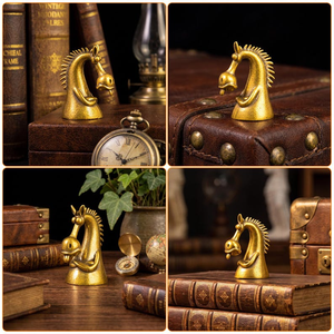 Figura de Cabeza de Caballo de Latón Hecha a Mano, Escultura de Animal Ecuestre, Estatua Decorativa Vintage para Mesa, Decoración para el Hogar u Oficina - Product Image 6