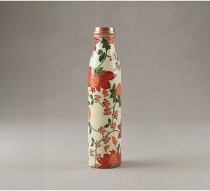 Bouteille d'eau en émail de cuivre finition brillante florale, collection cadeau, design bohème pour adultes - Product Image 2
