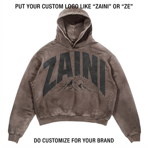 Sweat à capuche en molleton tricoté épais 400 GSM en mélange de coton, écologique, marron délavé, coupe oversize, personnalisable pour logo OEM - Product Image 1