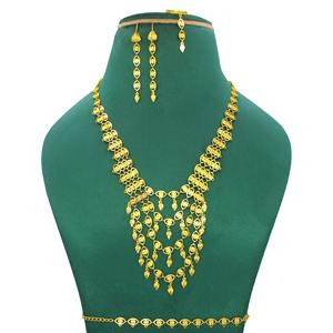 Parure de bijoux collier avec boucles d'oreilles en laiton plaqué or pur parure de bijoux collier design haute qualité Émirats arabes unis Dubaï - Product Image 2