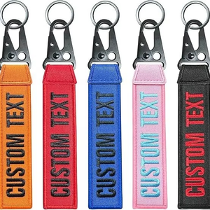 Woven Material Fashion Embroidery Double-Sided Key Chain Habi with <b>Hook</b> & Custom Logo Sublimation Printing Medal <b>Clip</b> Beauty - Product Image 1