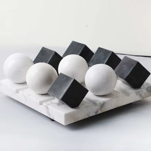 Meilleure Vente : Jeu de Société en Marbre Façonné à la Main, Décoration de Luxe en Pierre, Ensemble de Puzzles pour Table Basse, Idéal pour une Décoration Intérieure Élégante - Product Image 1