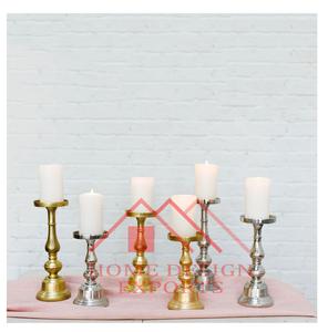 Portavelas de Metal con Acabado Dorado y Plateado, Pieza Central de Boda, Soporte de Vela - Product Image 1